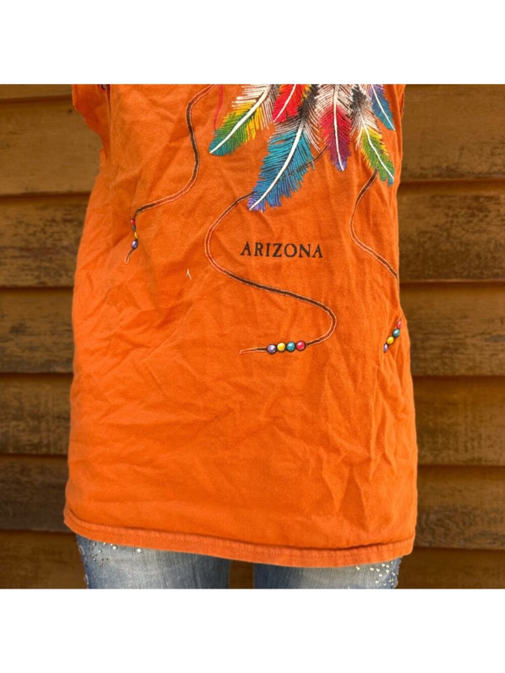 Vintage Arizona Graphic Tank Top With Braided Back In Orange - Picture 5 of 8